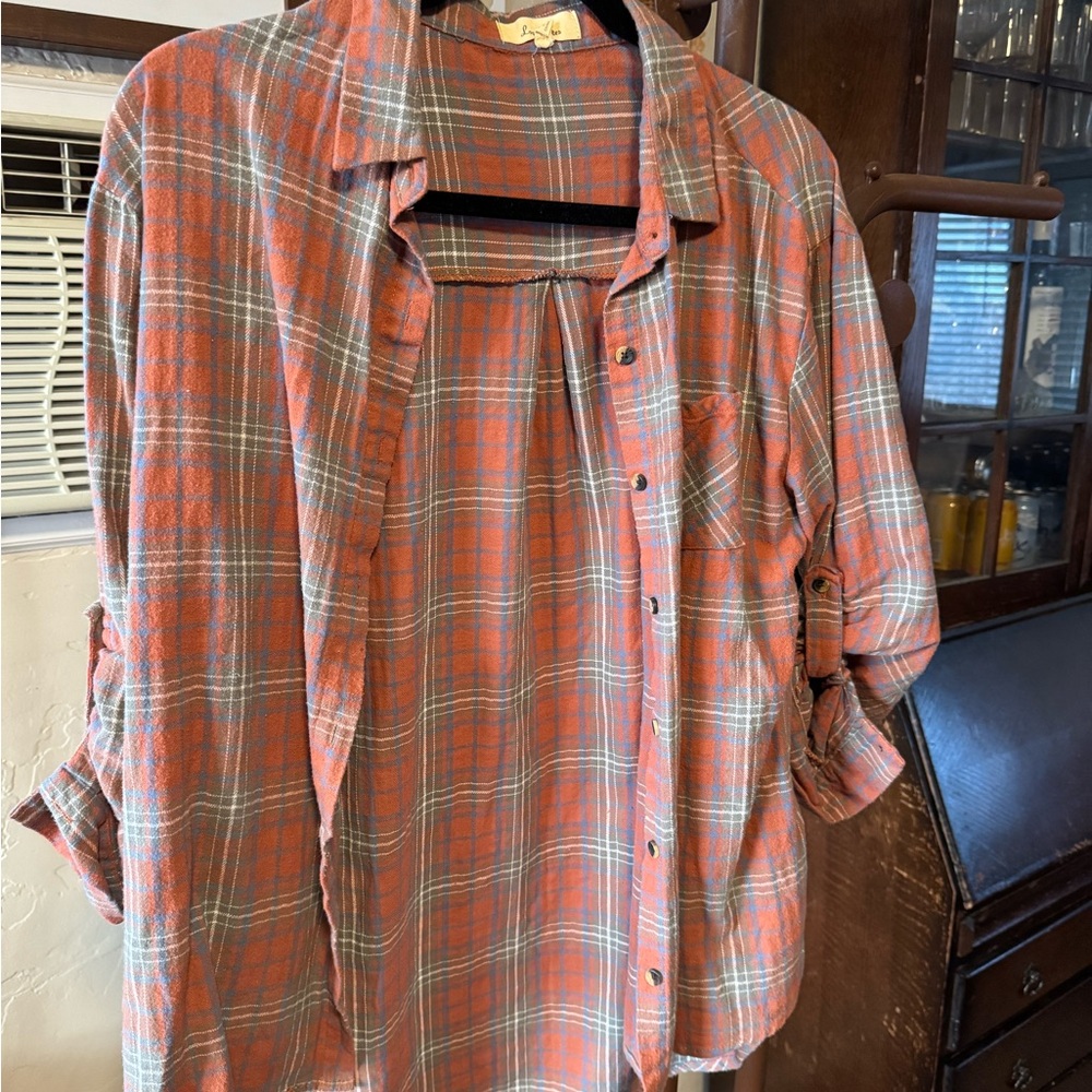 Women’s Flannel Rust and Grey